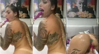 Pornozão de morena irresistível com um dildão na xoxota enorme